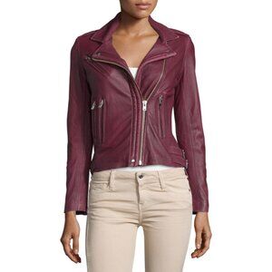 Burgundy IRO Han Leather Moto Jacket FR 34 US 2